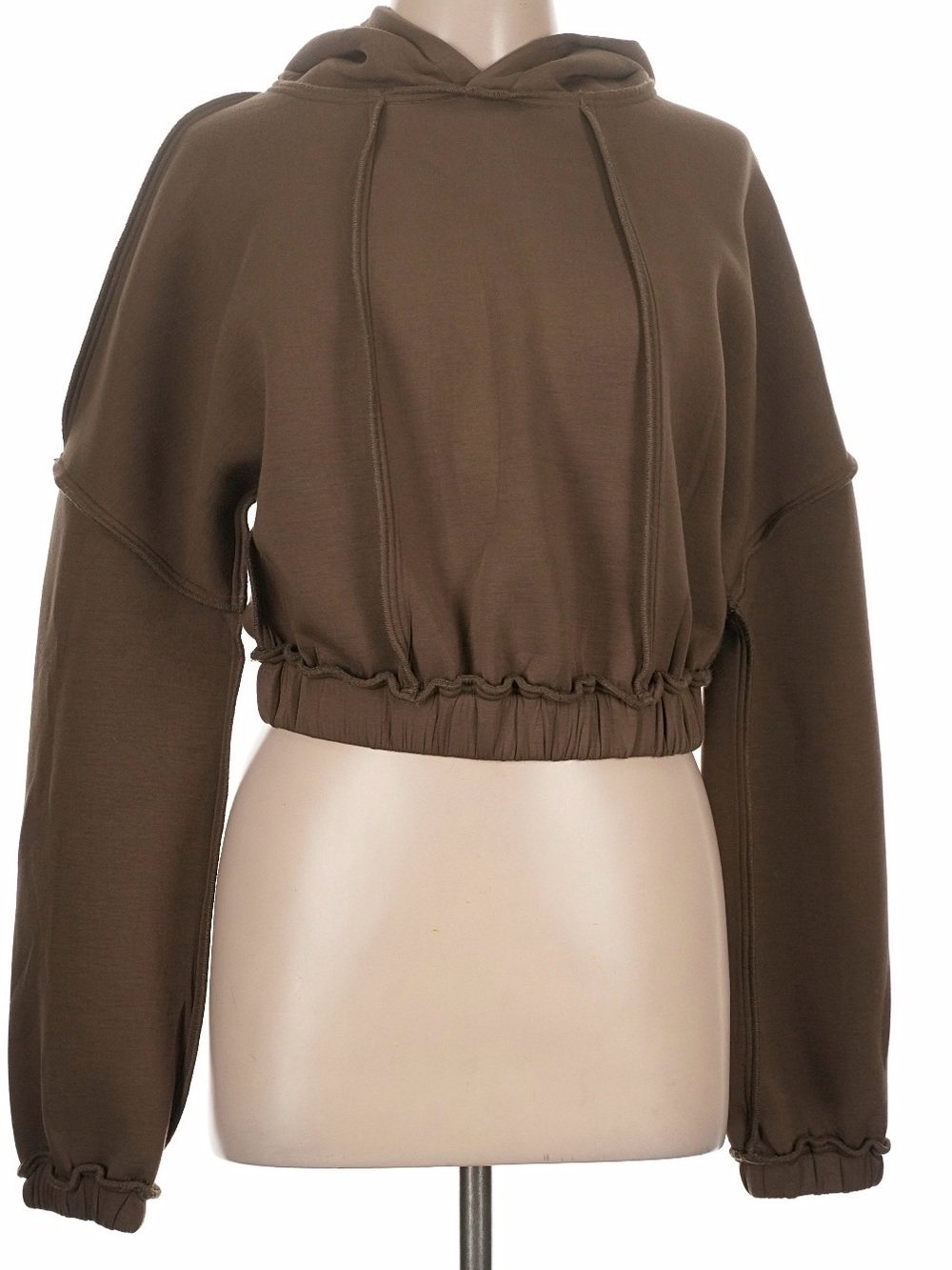 DEVON WINDSOR Olive Cropped Drawstring Hoodie